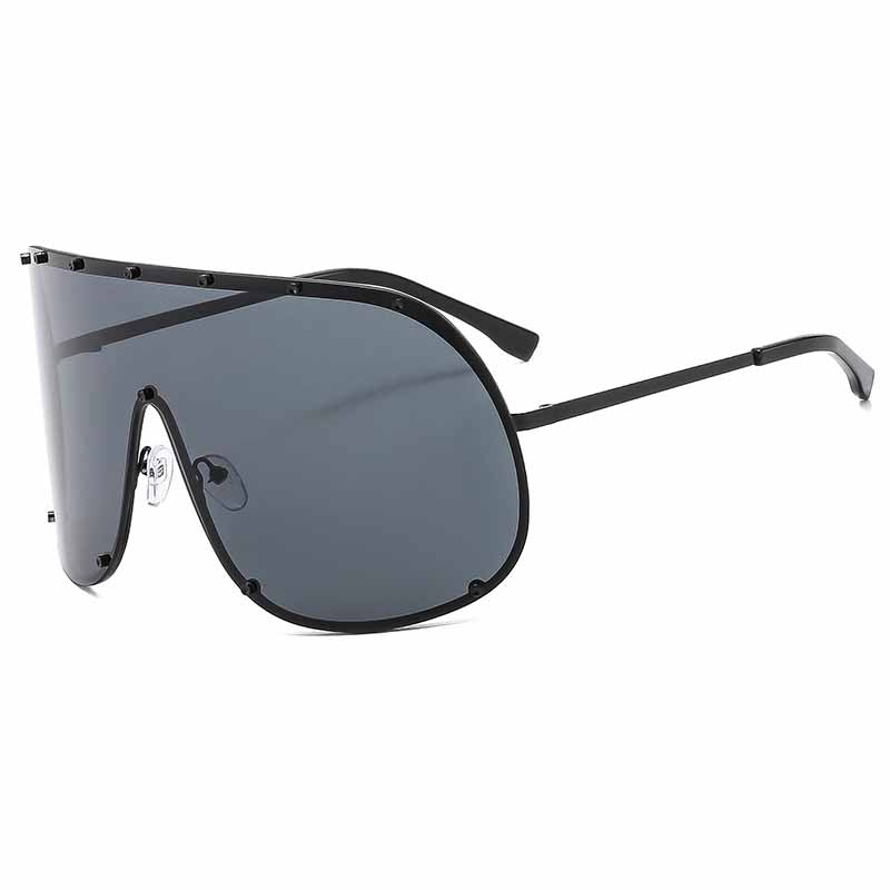 Unisex oversized steampunk sunglasses with bold designer frames and UV protection